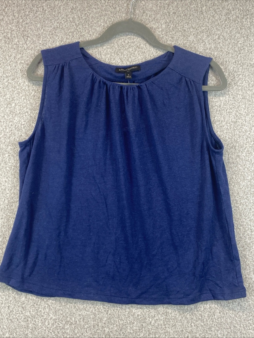 Banana Republic Factory Sleeveless T-shirt Women Size S Linen Blend Navy Blue